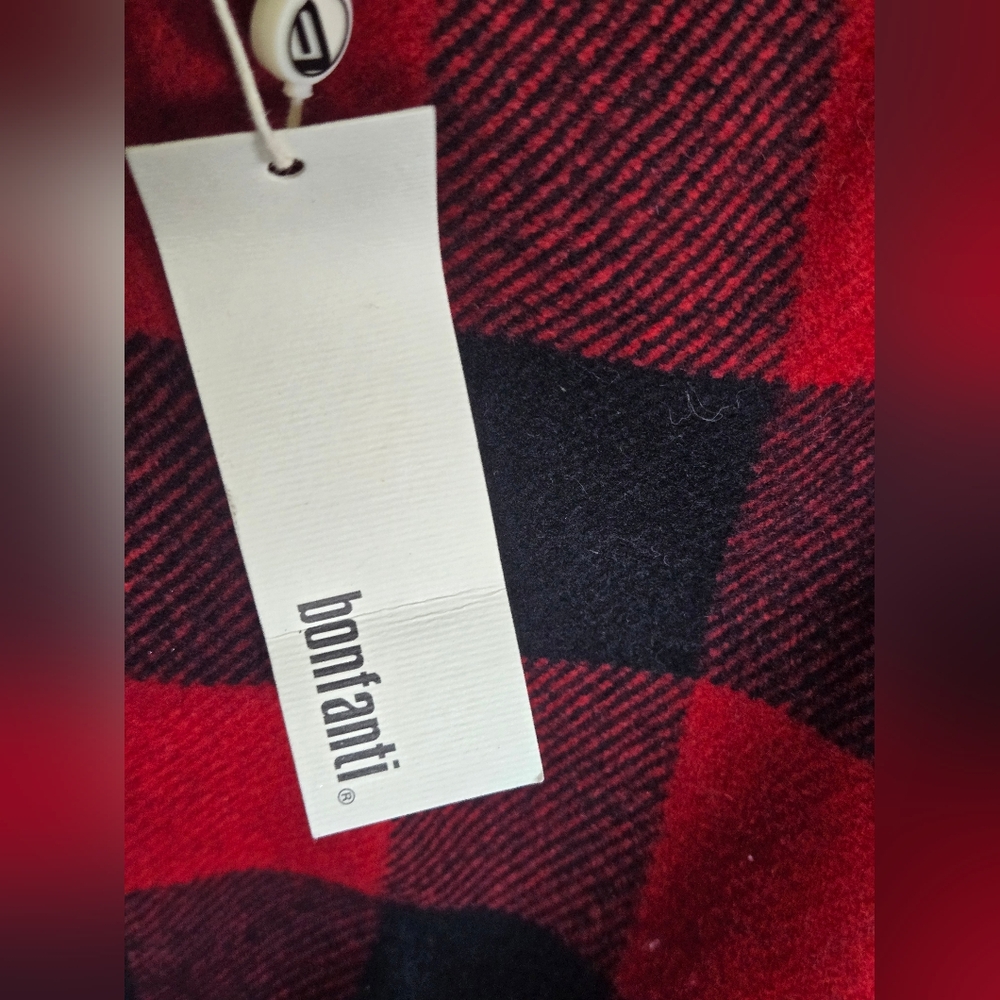 Bonfanti Borse Buffalo Plaid Wool Real Leather Horse Equestrian Boot Bag-NWT's - Picture 4 of 8